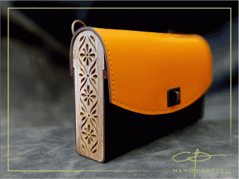 Geanta din piele si lemn