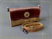 Geanta mini din piele si lemn